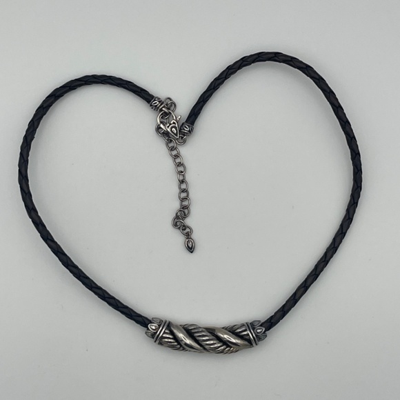 JOHN HARDY - Sterling Twisted Slider Pendant & Black Leather Necklace - Picture 6 of 10